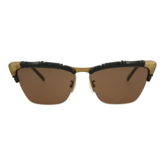 New Authentic Gucci Womens Cat Eye Black Black Brown Fashion Designer Sunglasses - Picture 1 of 5